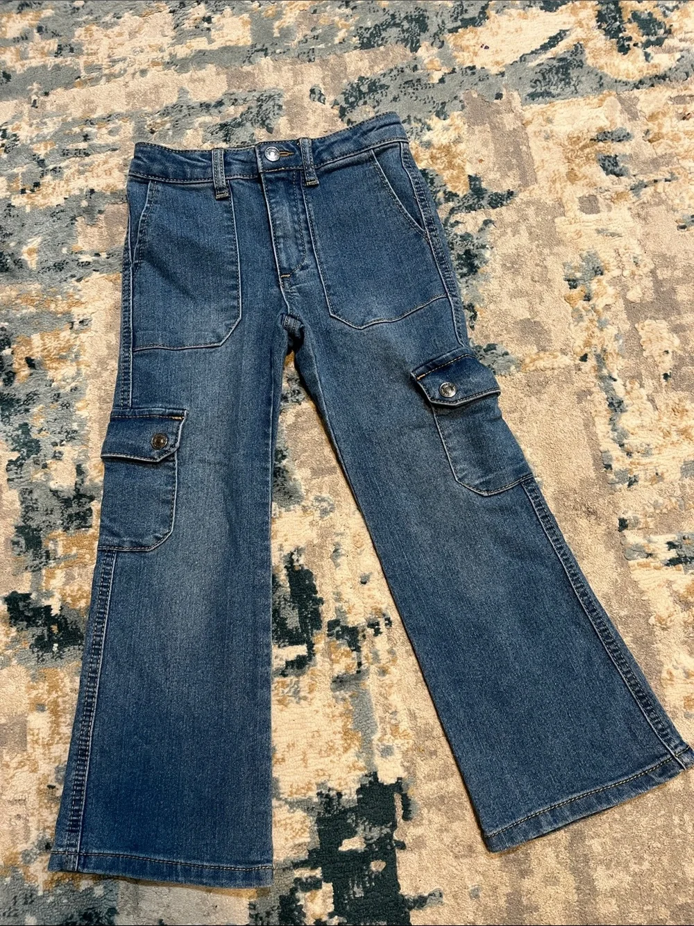 Jessica Simpson Charlotte Cargo Bootcut Jeans and Adjustable Waistband Sz 6